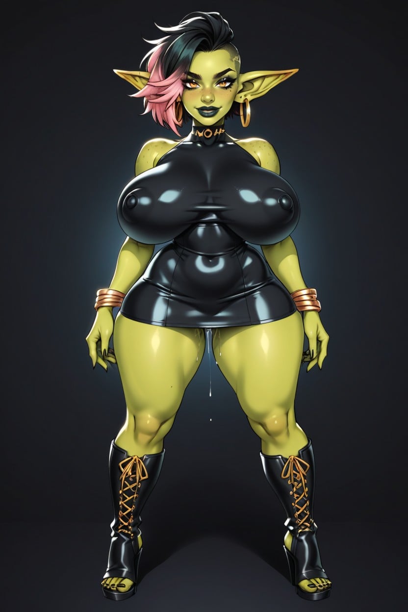Black Nail Polish, Giant Puffy Swollen Nipples, Sourire Bouche Ouverte Porno IA Hentai