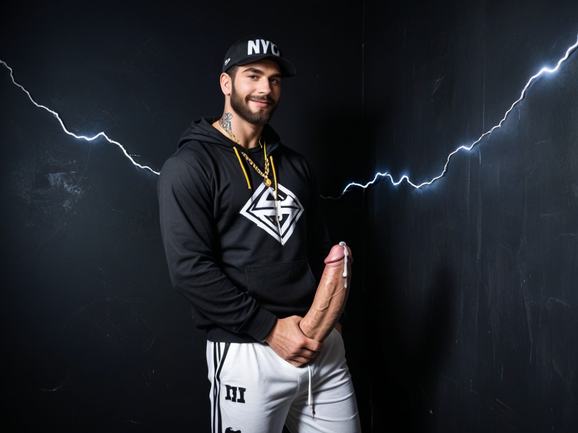 Precum Dripping, Cap Says Fuckr, Sweatpants ゲイAIポルノ