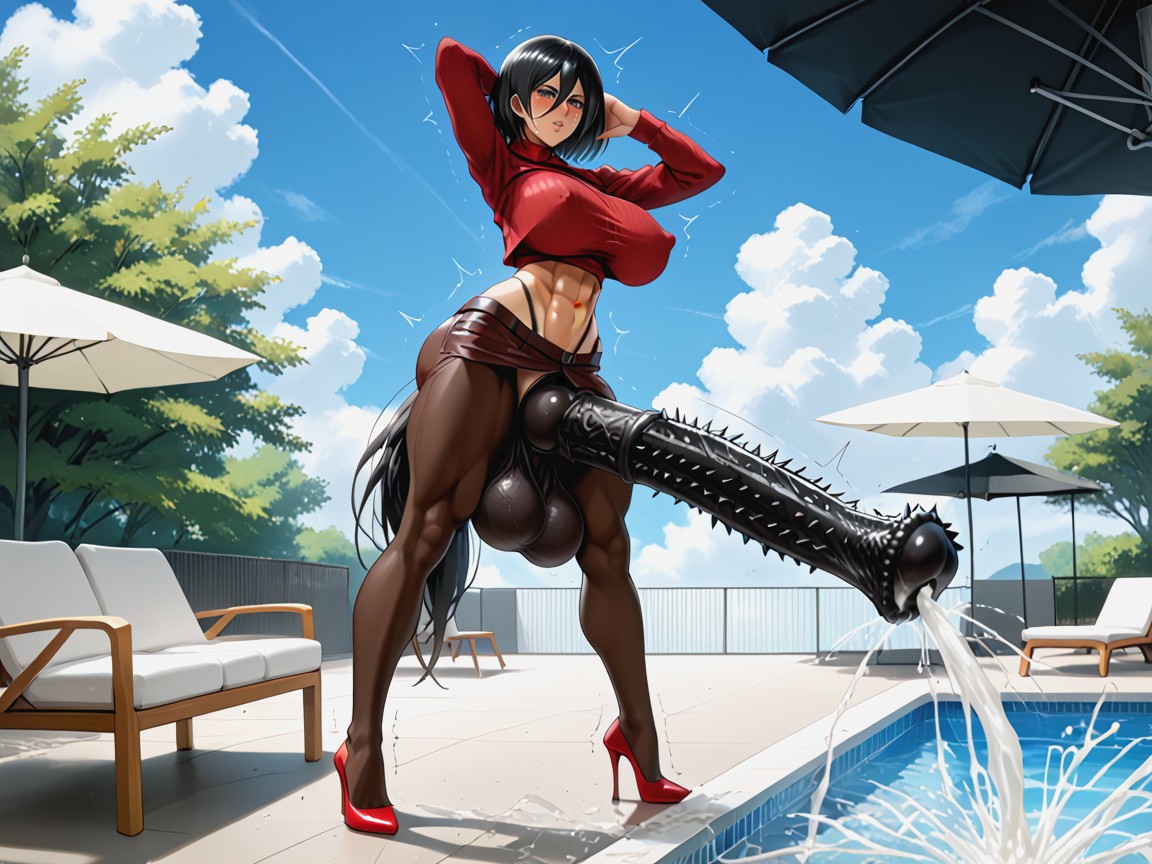 Spiked Horsecock, Pony Cock, Cumshot Like Squirting Shemale AI Porn