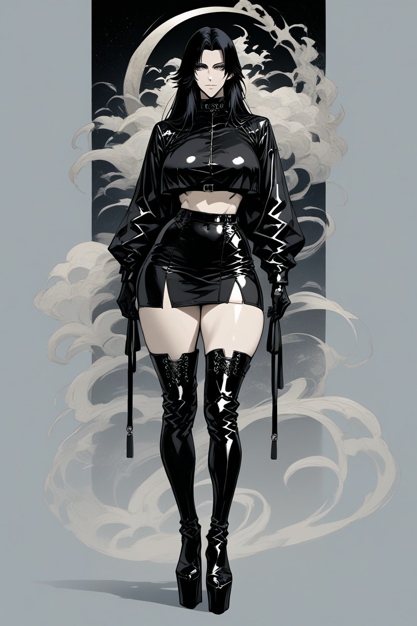 Black Eyeshadow, Black Eyeliner, Standing AI Porn