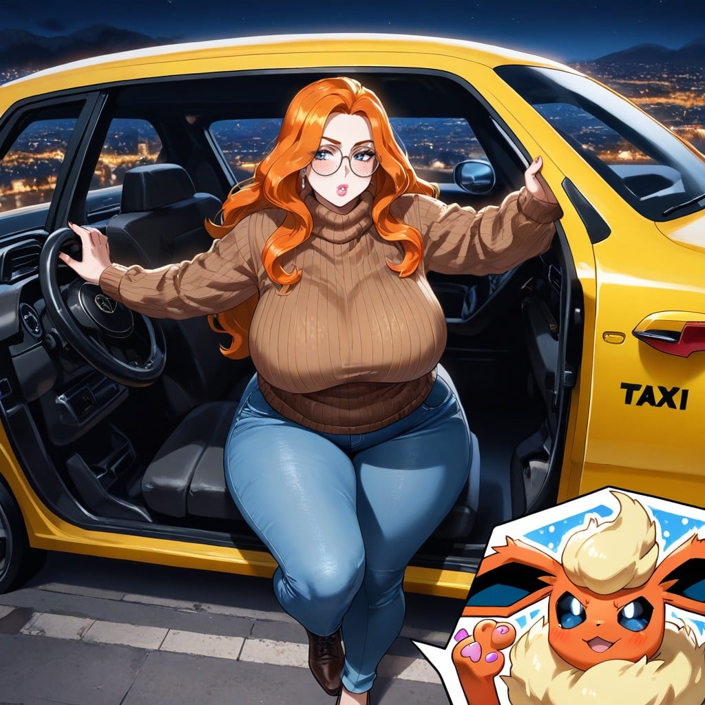 Wavy Hair, Woman Exiting Taxi, Wingtip Black Eyeliner AI同性戀黃片