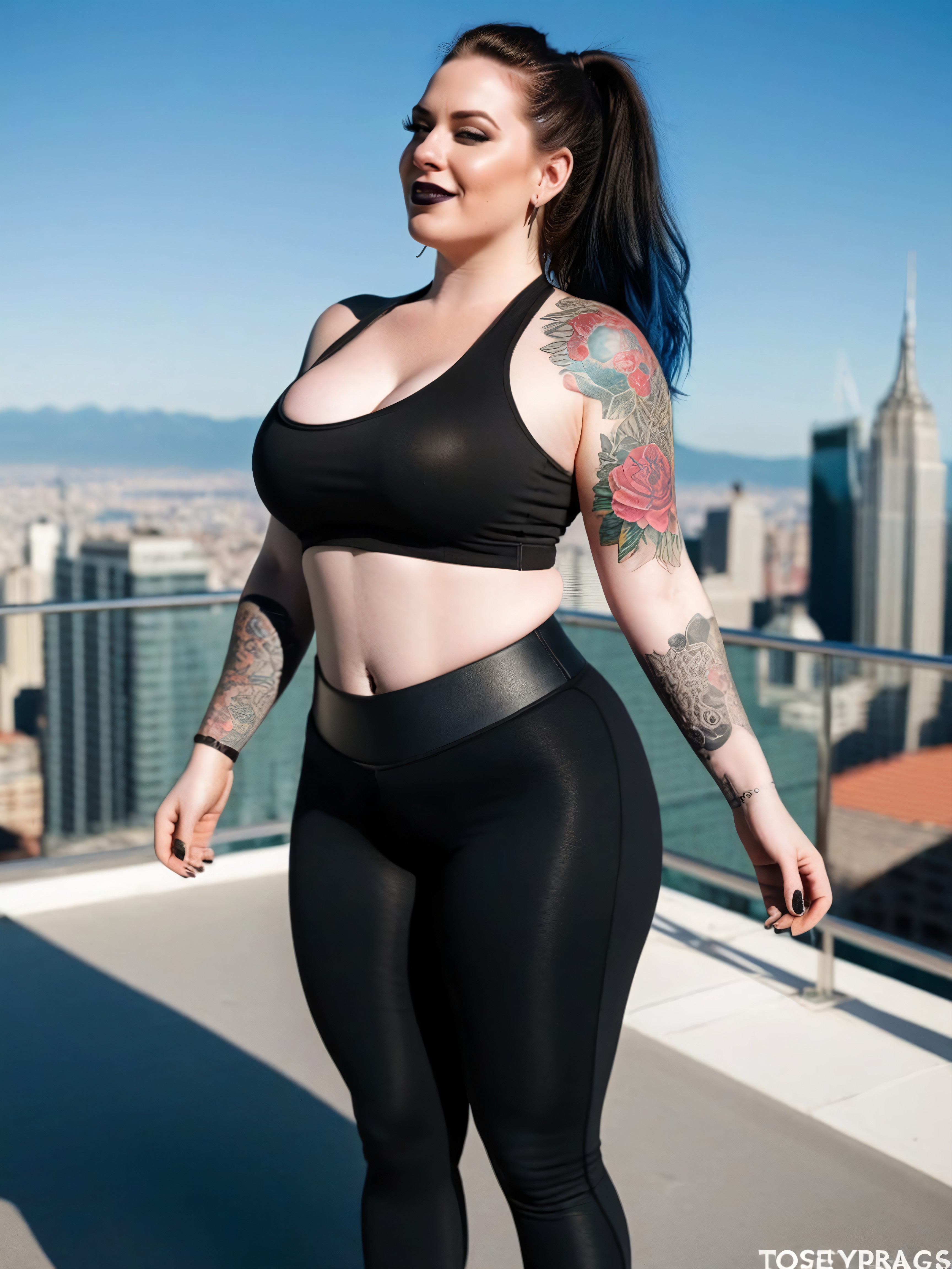 Sun Rays, Dynamic Sexy Pose, Tight Yoga Pants AI Porn