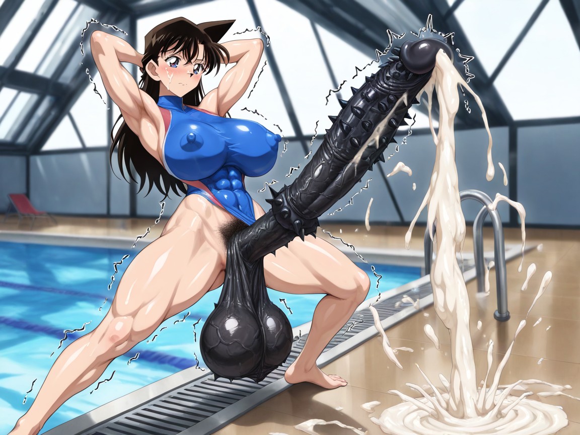 Standing On Tiptoes With Legs Spread, Detailed Face, Heavy Hyper Sagging Testicles Hentai IA