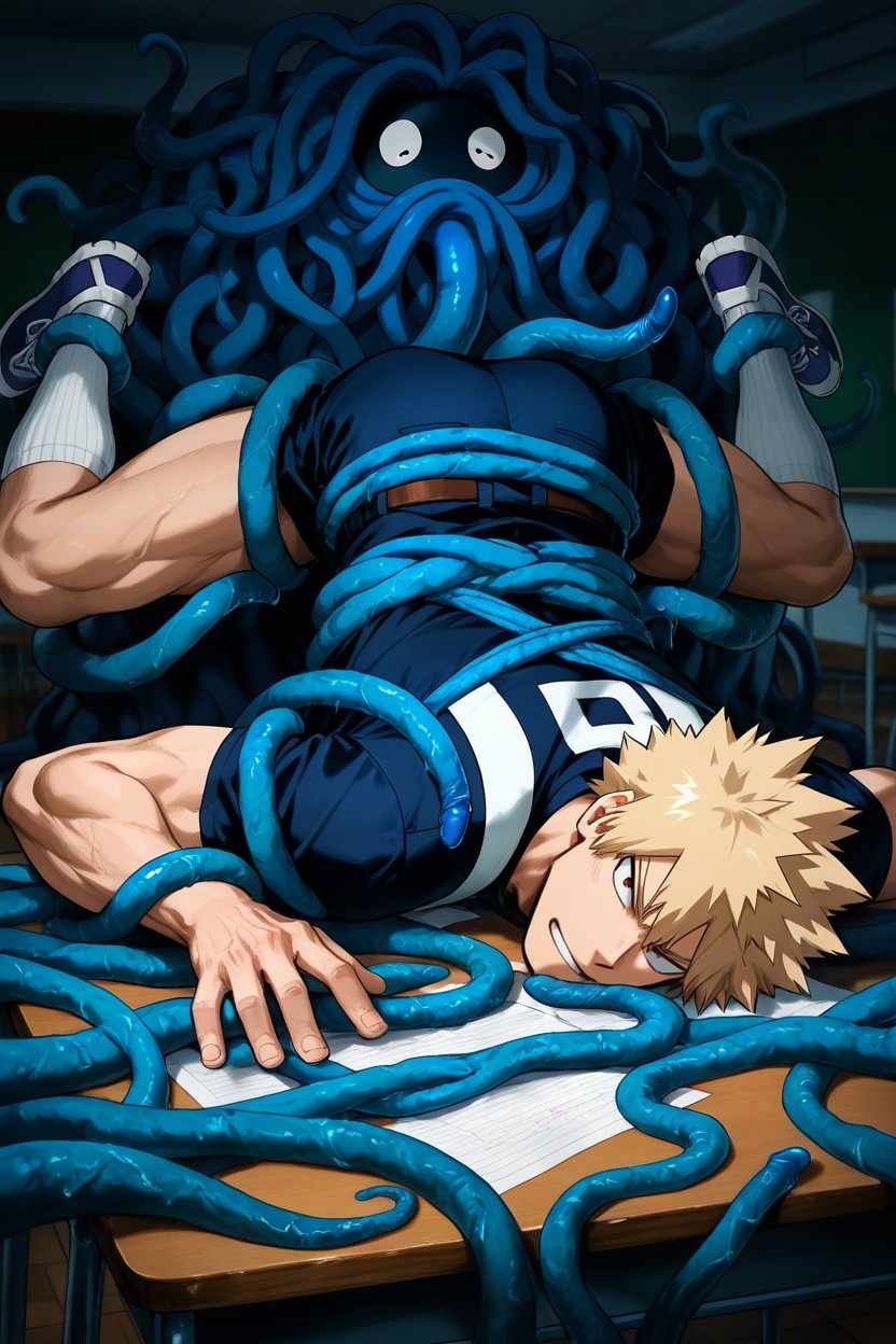 Laying On College Desk, Texture, Focus On Bakugo’s Socks 게이 AI 포르노
