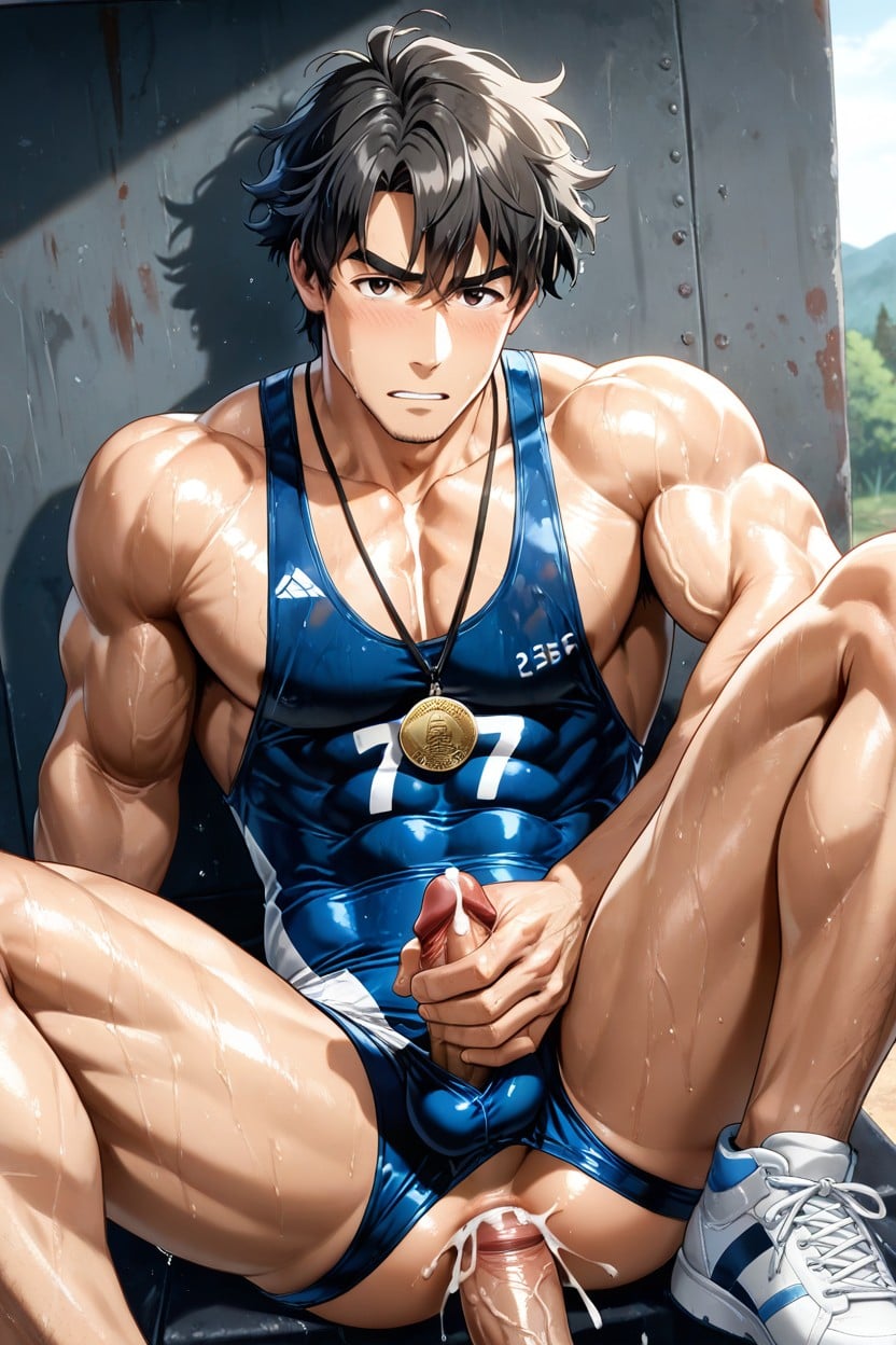 Bottom Is Muscular, Top Is Very Muscular, 筋肉質 ゲイAIポルノ