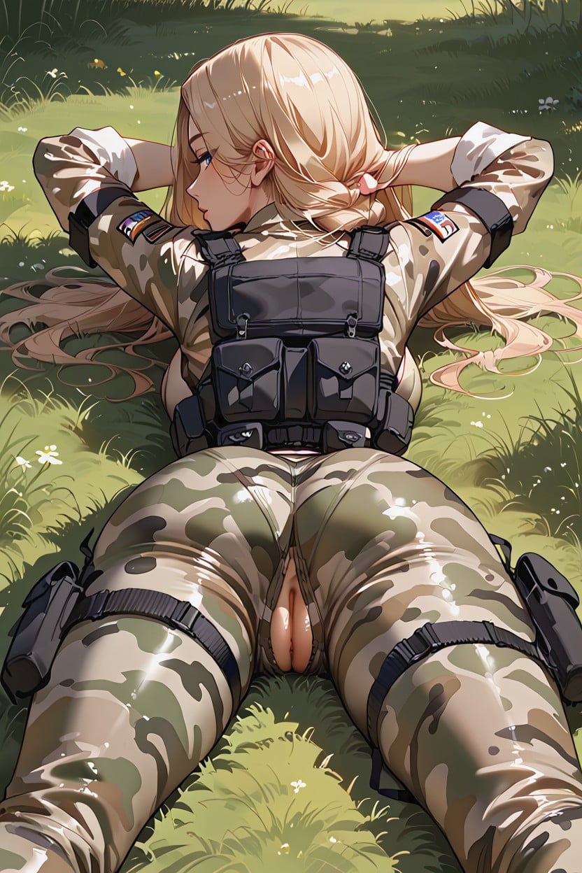 Perfect Butt, Both Hands Behind Back Of Head, Unusual Panties Hentai AI Porn