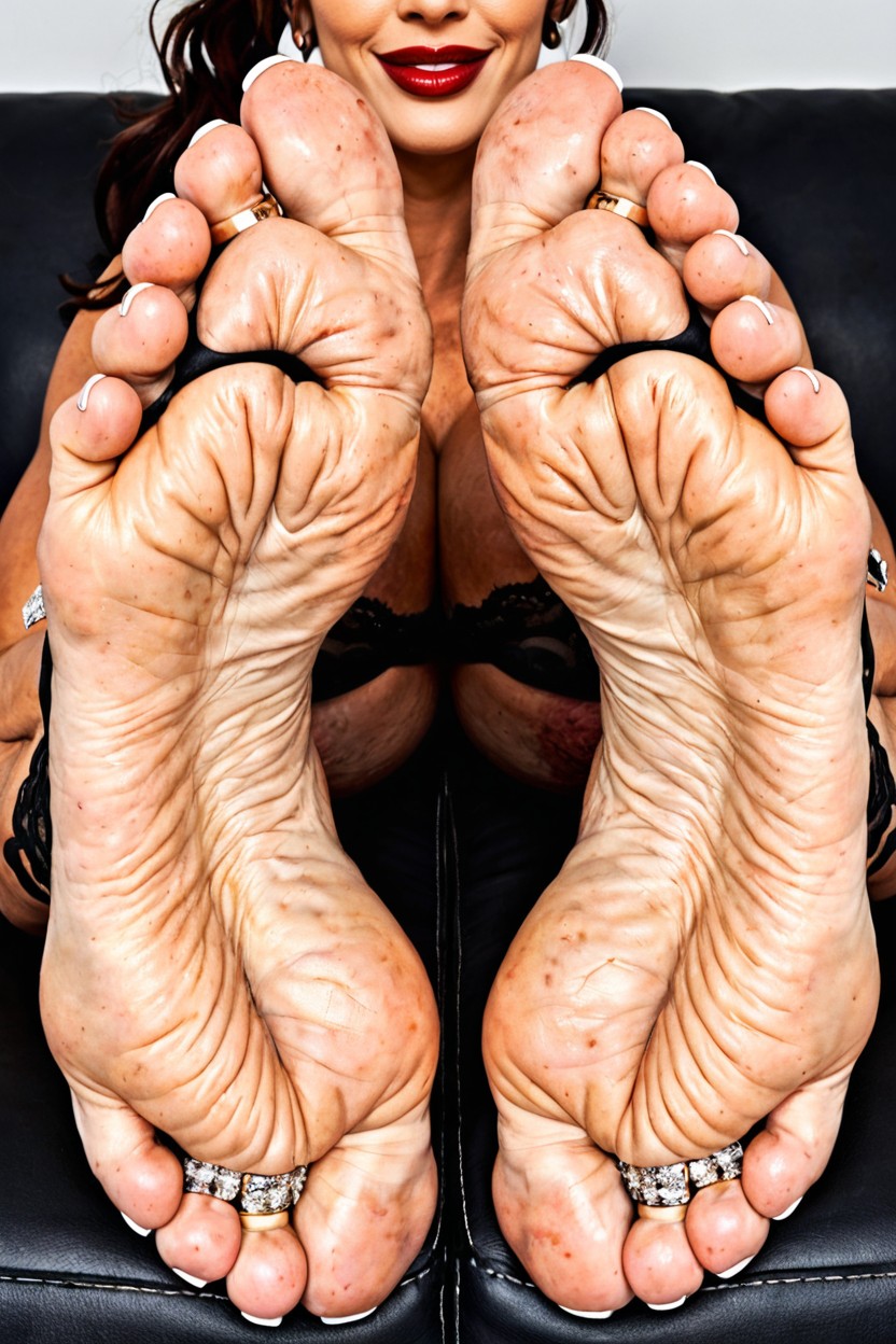 Very Large Pronounced Heels, Ponytail, Ultra Stinky Feet AI Porn
