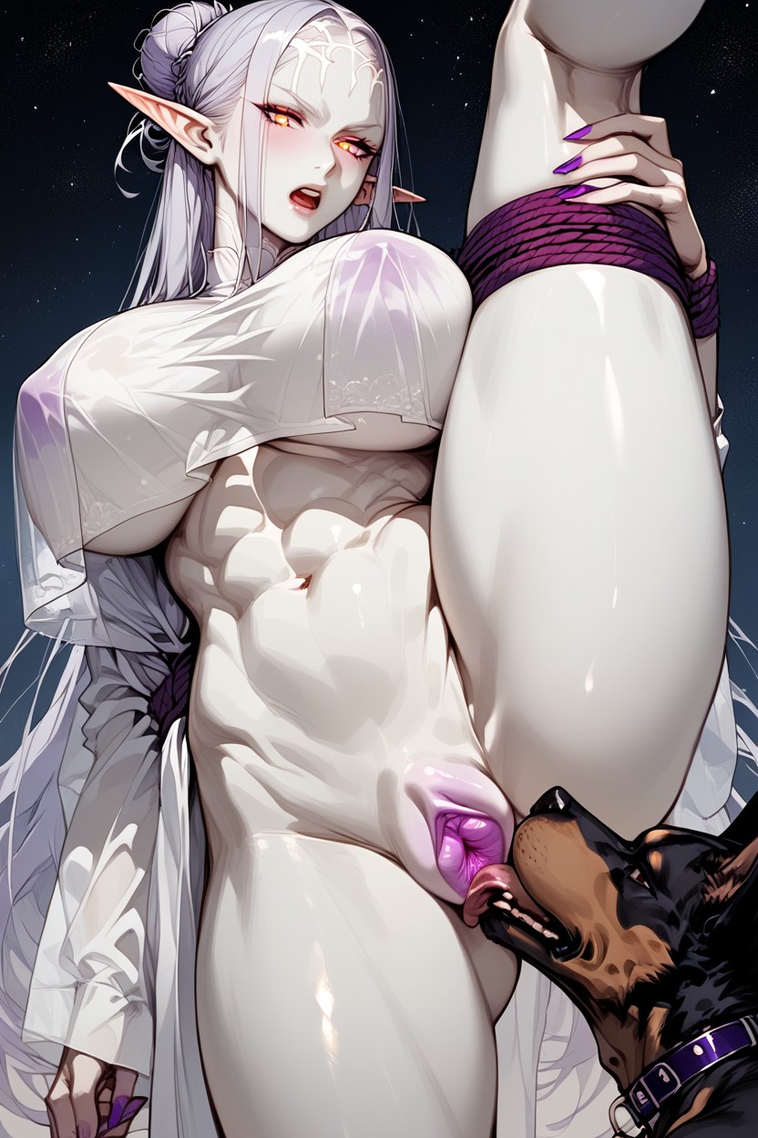 Cunnilingus By Female Elf, Cinematic, Glowing Pussy Purple Furry AI Porn