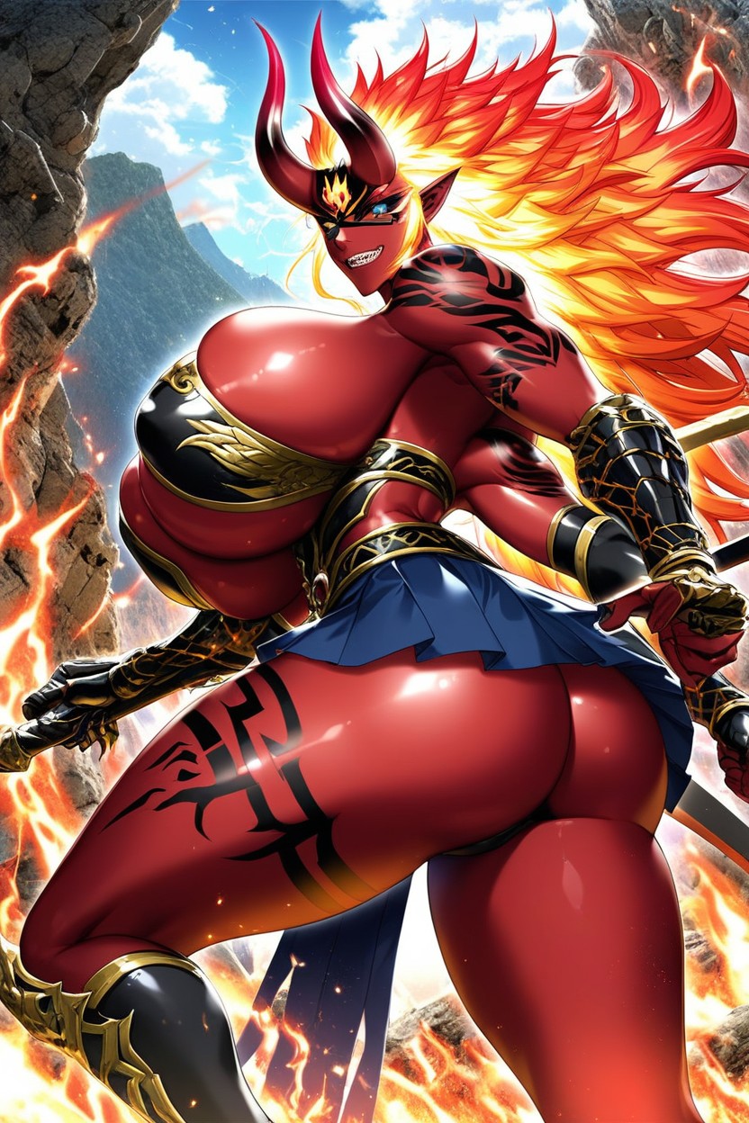 Red Skin, Gorgeous Blue Eyes, Thigh Gap Hentai AI Porn