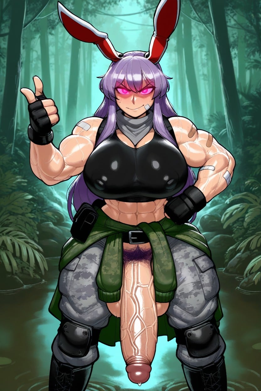 Reisen Udongein Inaba, Thick, Muscular Body Hentai AI Porn