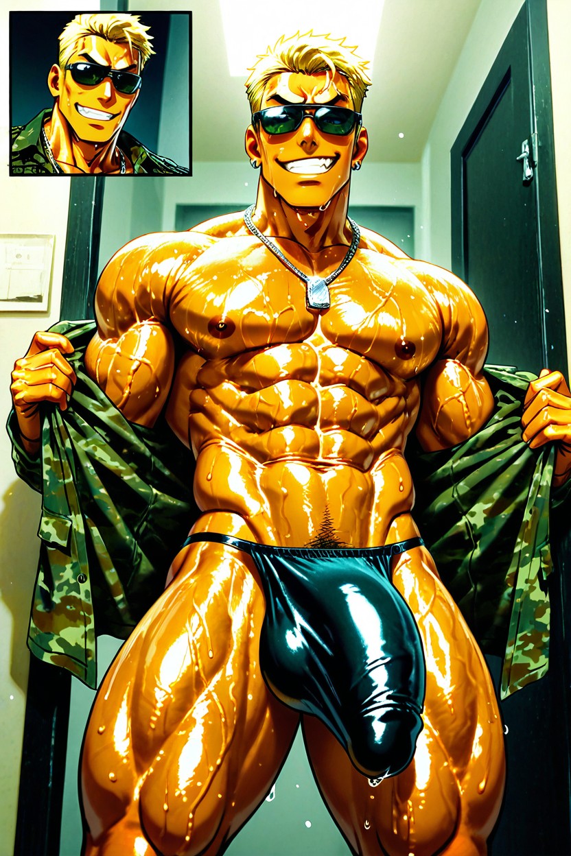 Earrings, Ripped Abs, にやりと笑う ゲイAIポルノ