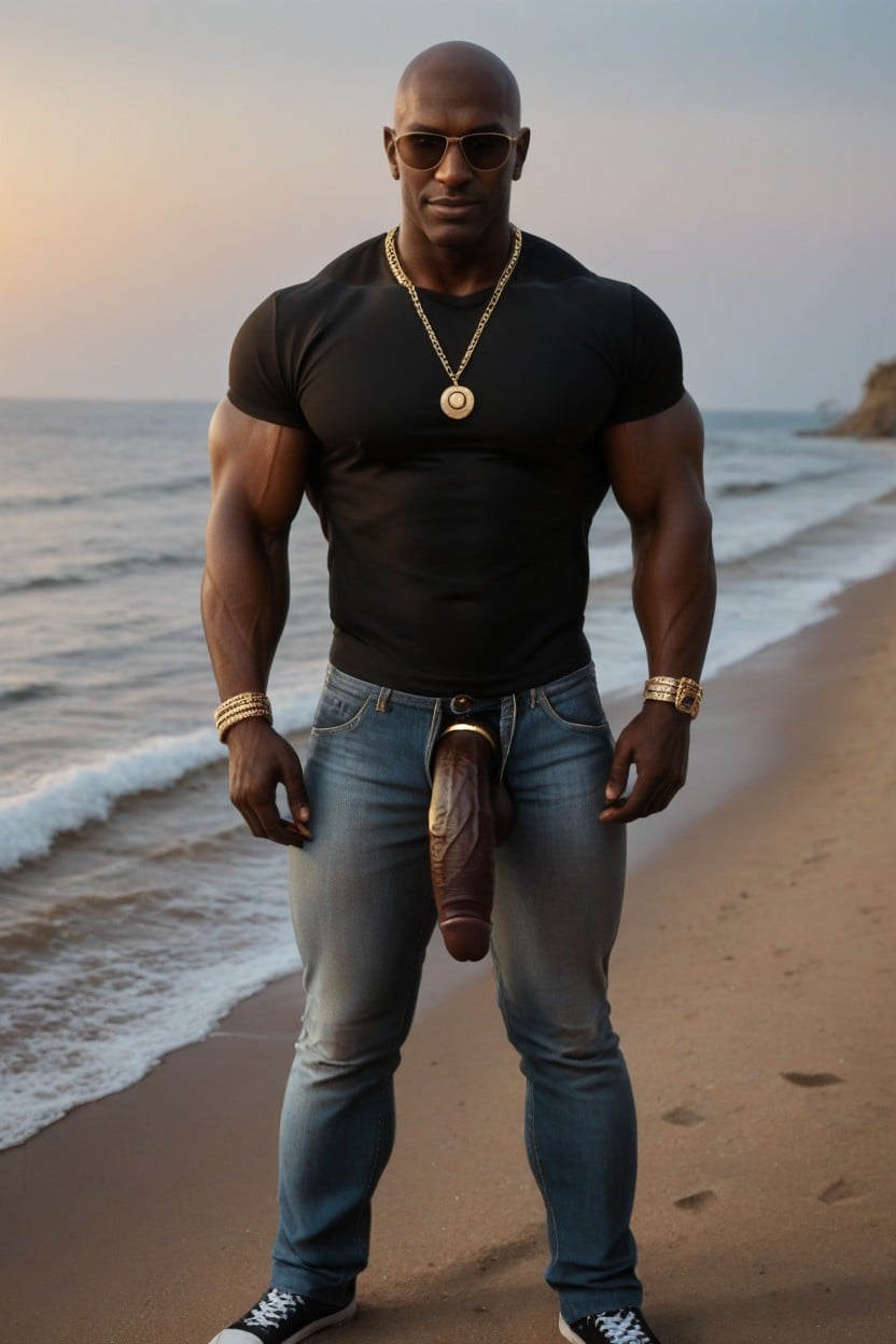 Masculine Atmosphere, Dark Black Skin, Bodybuilder 게이 AI 포르노