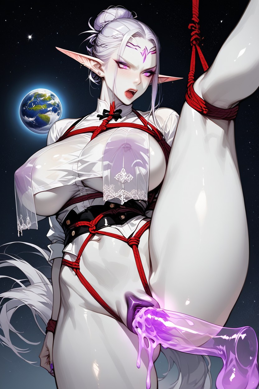 White Body, Restrained, Glowing Pussy Purple Furry AI Porn