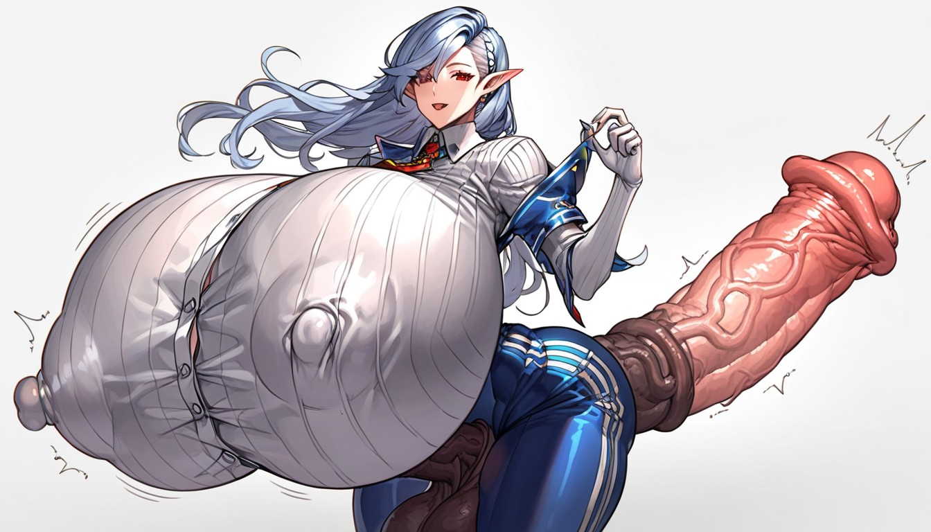 Impossibly Long Hyper Penis, Six Pack Visible, Body Shemale AI Porn