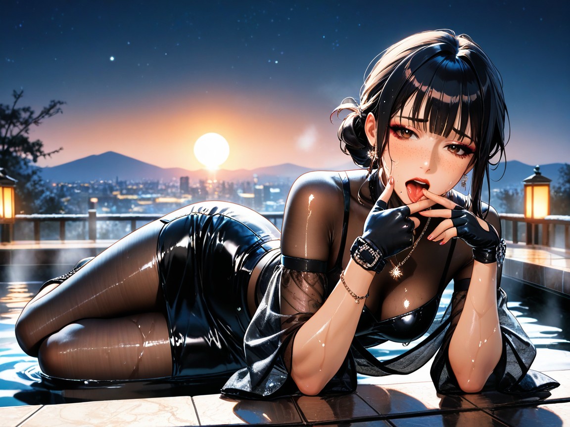 High Resolution, Oiled Skin, Panoramic Seoul City View Hentai AI Porn