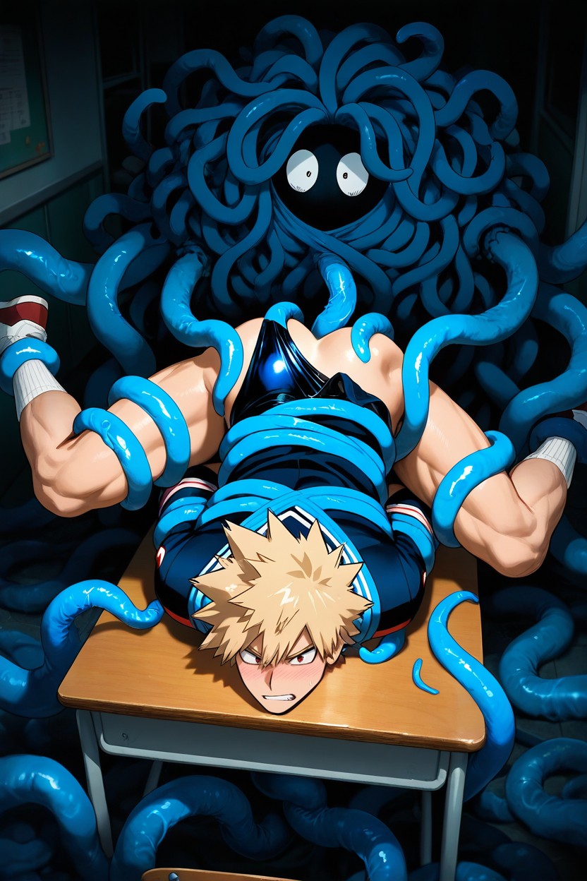 Messy, Embarrassed, Legs Spread Out By Blue Tentacles AI Gay Porn