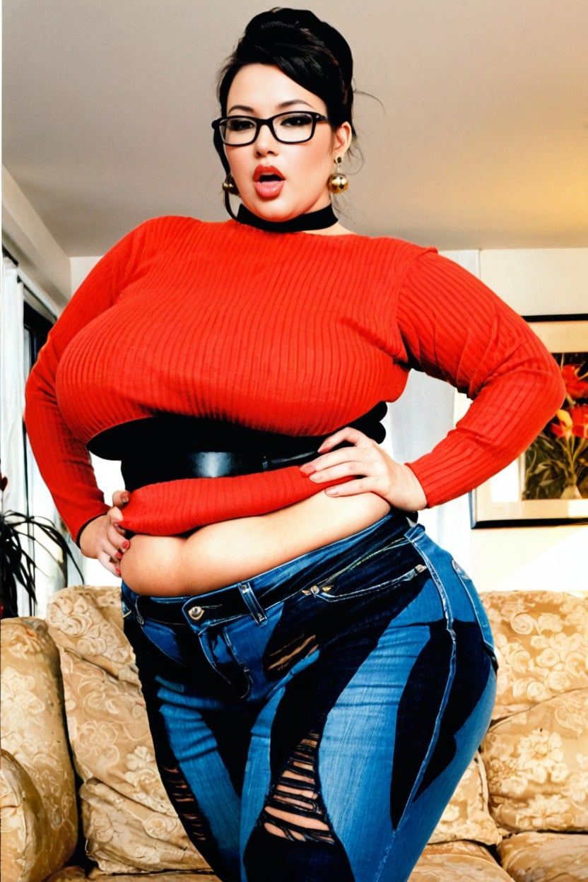Extremely Large Ass, Front View, Fully Clothed BBW AI Porn