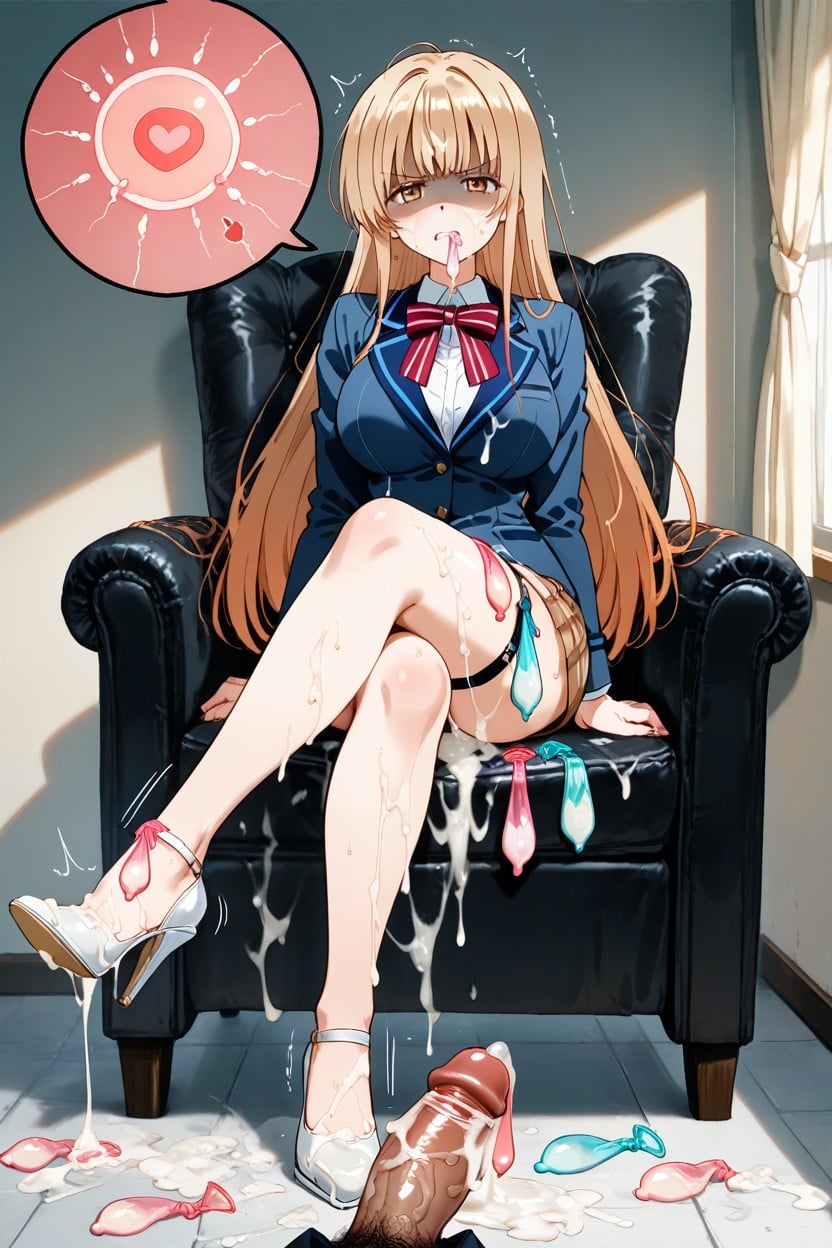 Cum On Clothes Huge Amount Of Cum, Cum On Penis, Heel Raised Hentai AI Porn
