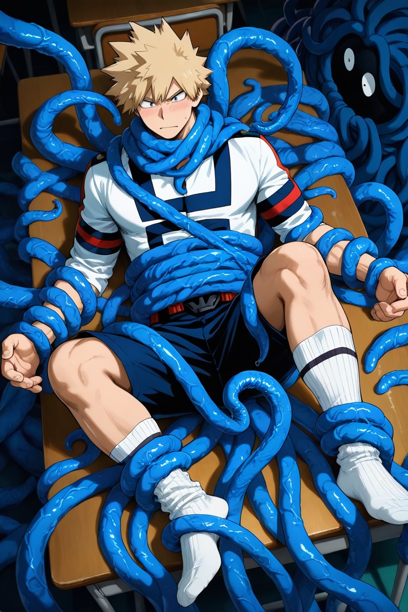 Embarrassed, Ultra Detailed, Legs Spread Out By Blue Tentacles 게이 AI 포르노