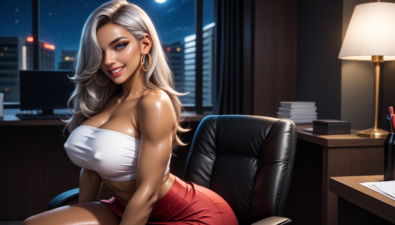 Office, Exaggerated Sexually Explicit Details, Blue Eyes AI Porn