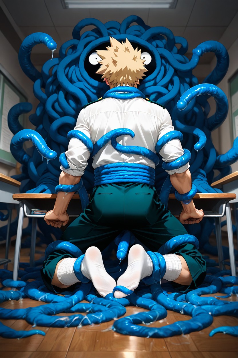 +, On College Desks, Blonde Hair 게이 AI 포르노