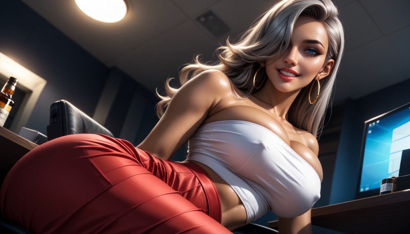 Holding Whiskey, Exaggerated Lustful Desires, Photogenic Fantasies AI Porn