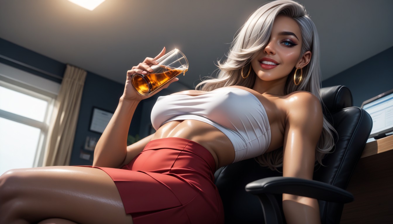 Holding Whiskey, Long Length, Looking At Viewer AI Porn