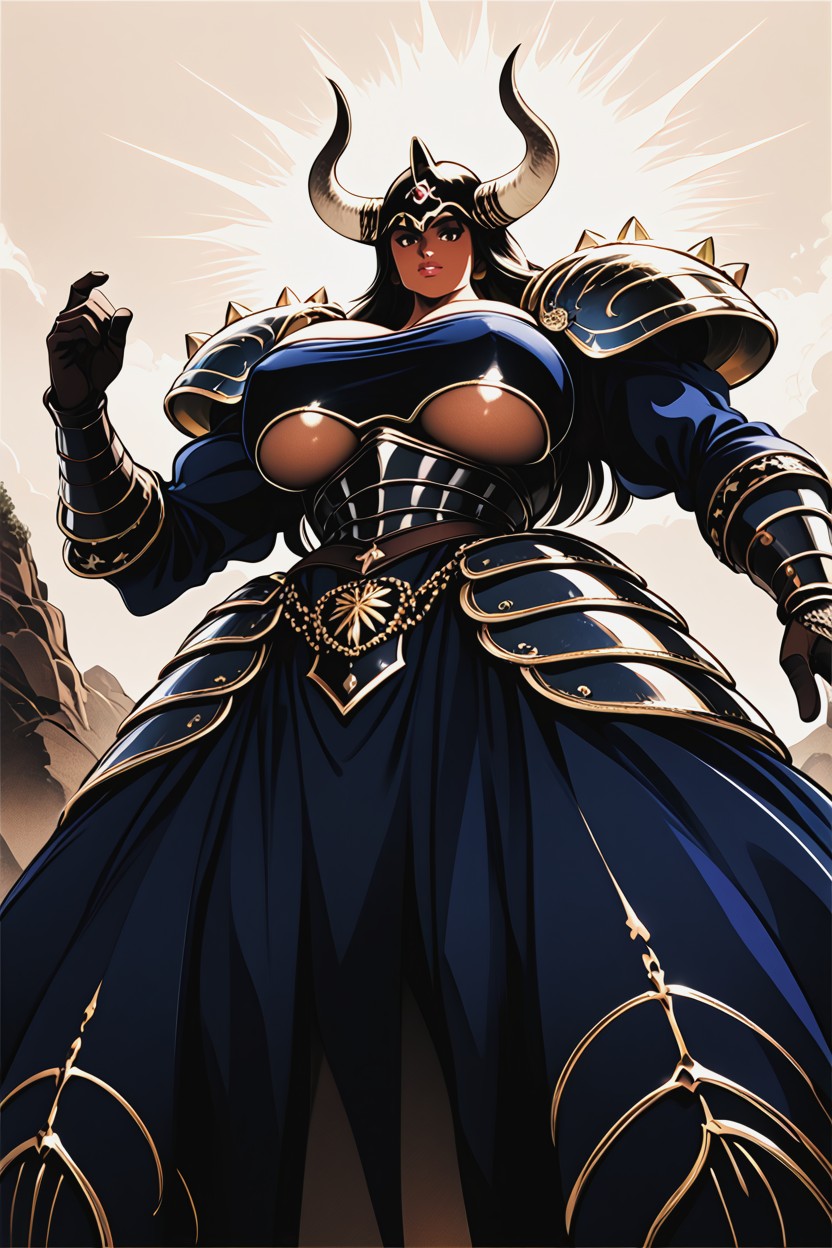 Contrasting With The Cold Blue-white Snow Around Her Her Physique Is Powerful And Muscular, Voultuorus, Broad-shouldered And Stocky AI Porn