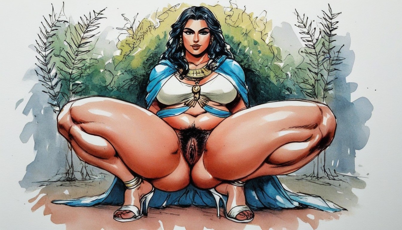 Ancient Greek Woman, Knee High Sandals, Feminine Hentai AI Porn