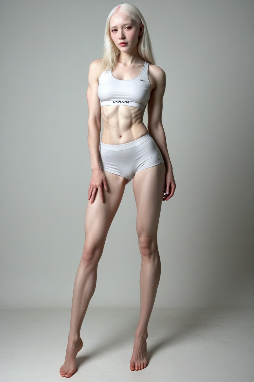 Visible Sixpack, Unnaturally Waiflike Waist, Ultra Detailed Face Shemale AI Porn