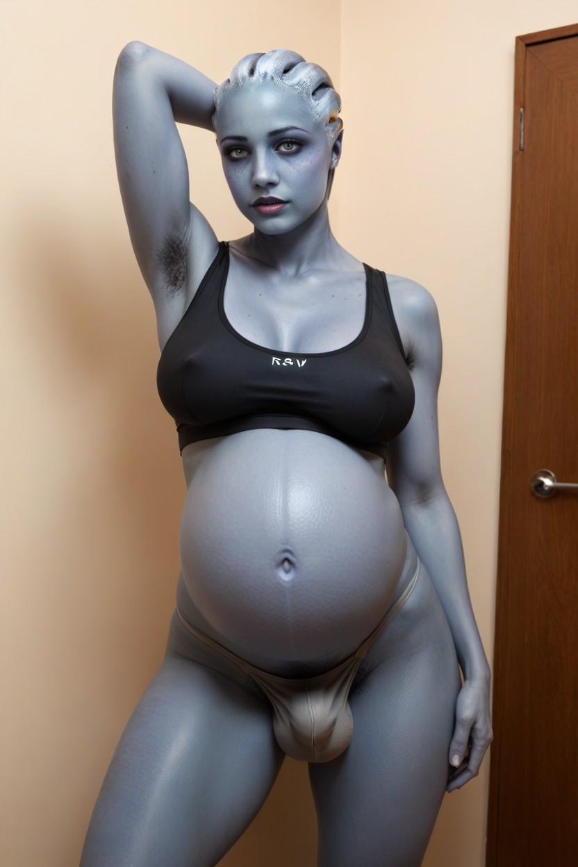 Thong, Pregnant Belly, Bulge Shemale AI Porn