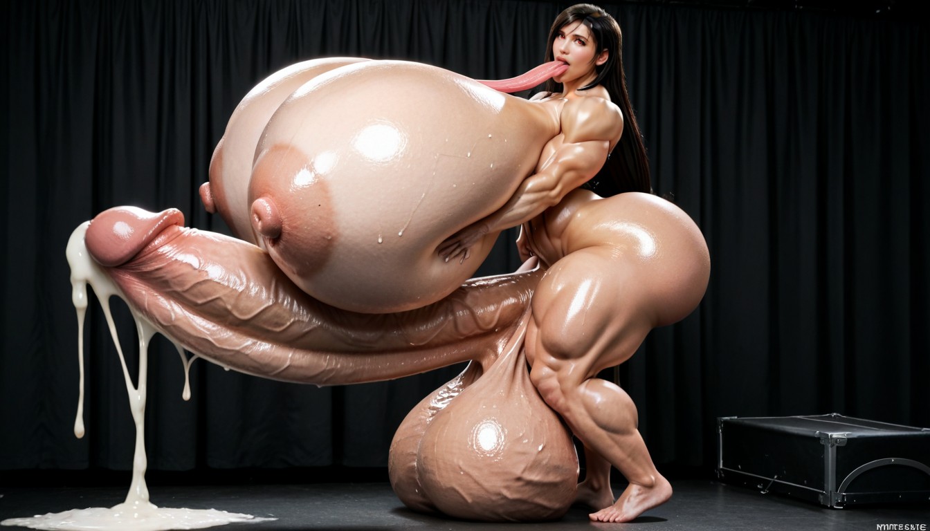Body And Tits Covered In Cum, Extremely Large Ass, Hyper Swollen Balls Shemale AI Porn