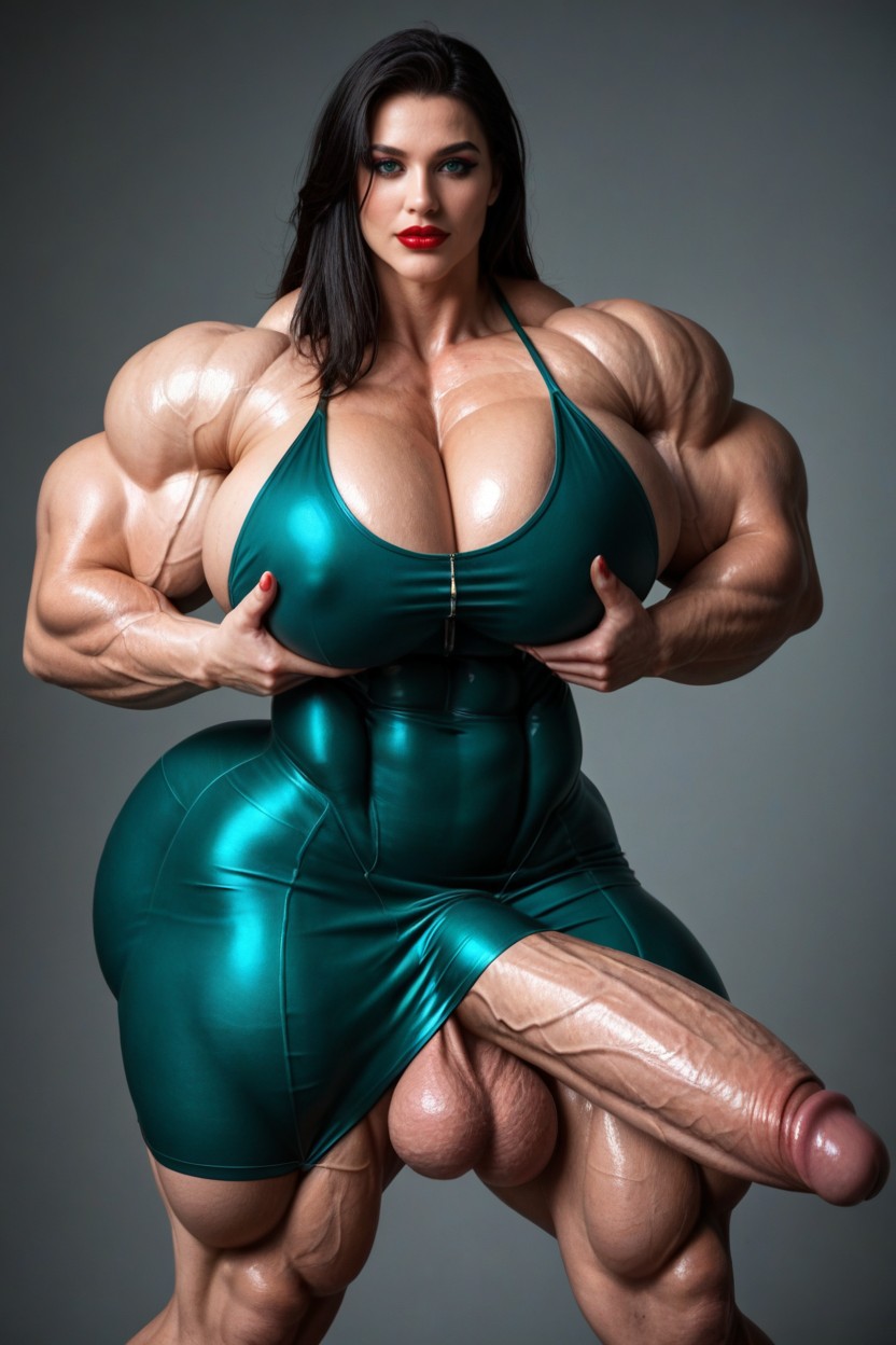 Oiled And Shiny, Veins Sweaty, Gigantic Serratus Anterior Shemale AI Porn