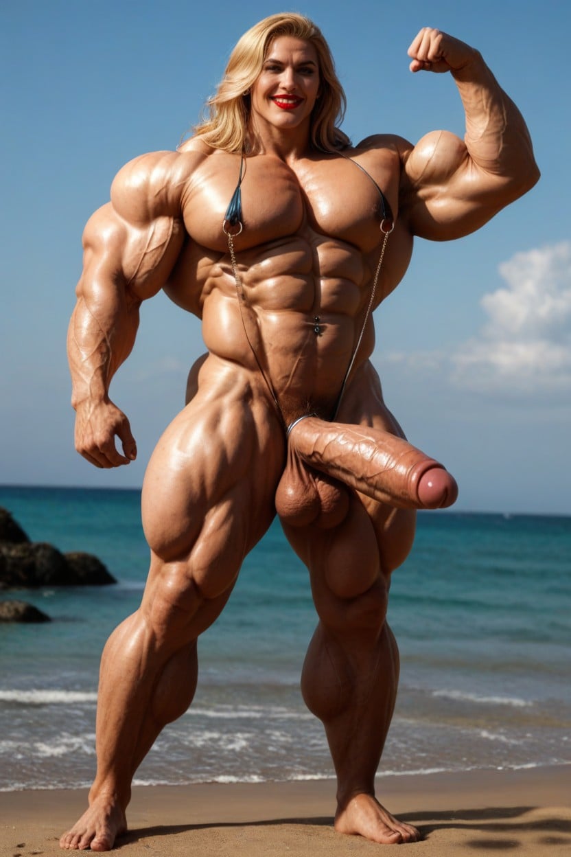 Veiny Muscles, Defined Muscles, Wide Back Shemale AI Porn