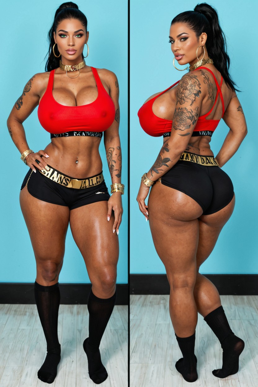Cuerpo Completo, Warm Lighting, Gigantescas Tetas Perfectas Porno shemale IA