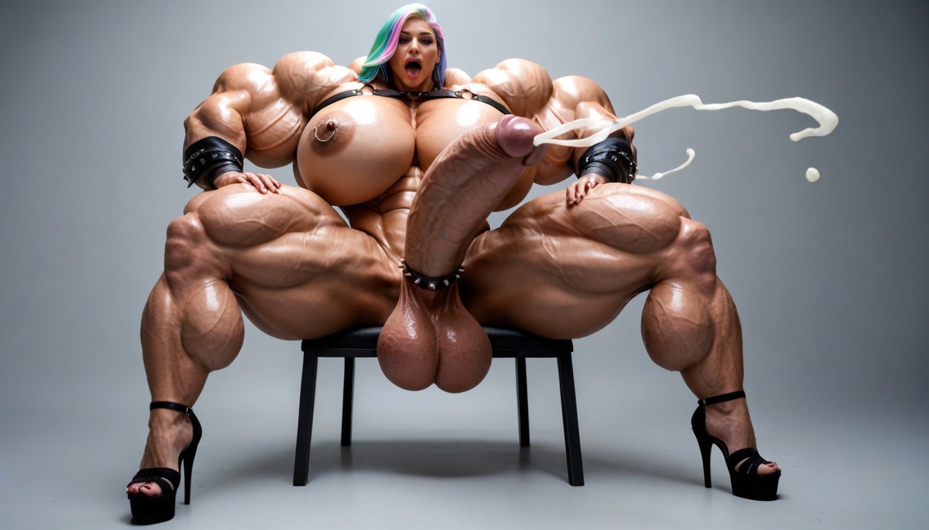 Gigantic Muscular Quads, Hyper Gigantic Muscles, Hyper Gigantic Massive Muscles Woman Shemale AI Porn