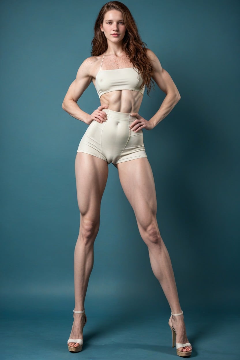 Visible Sixpack, Sexy Waist, Brunette Shemale AI Porn
