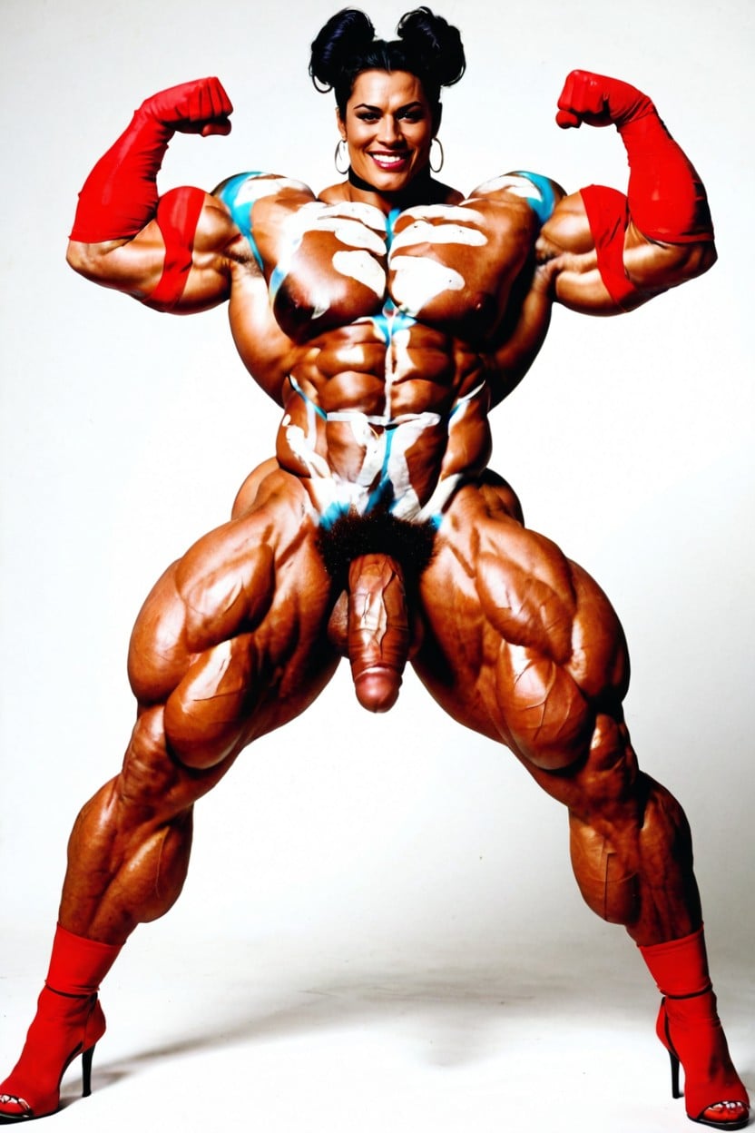 Feminine Face, Larg Bulging Muscle, Masculine 쉬메일 AI 야짤