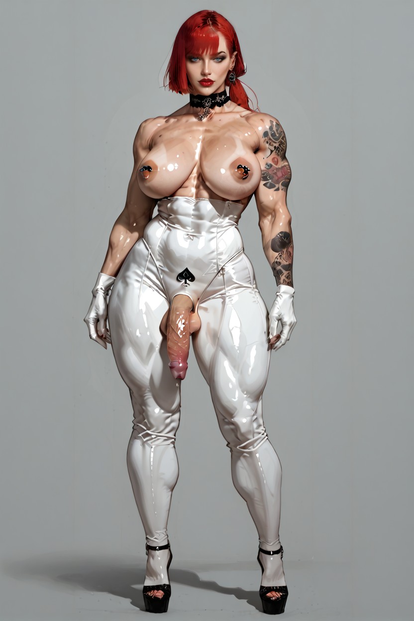 Queen Of Spades Crotch Tattoo, Large Ass, Hyper Huge Massive Muscles Shemale AI Porn