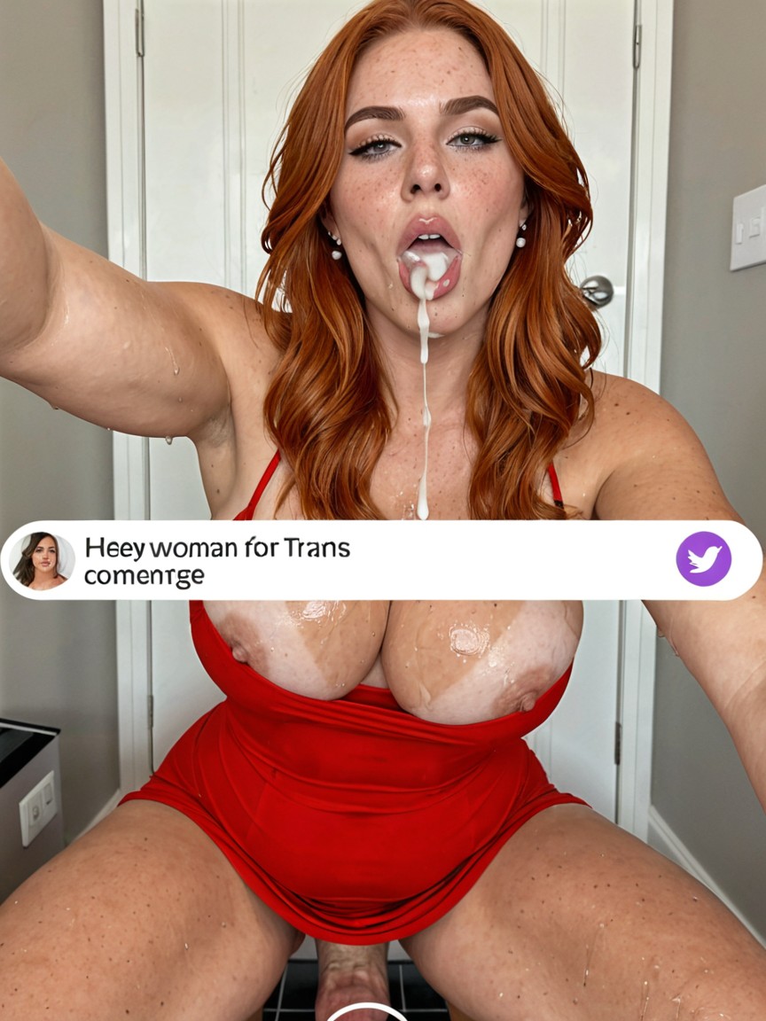 Smeared Lipstick, Running Maskara, Arched Back Shemale AI Porn