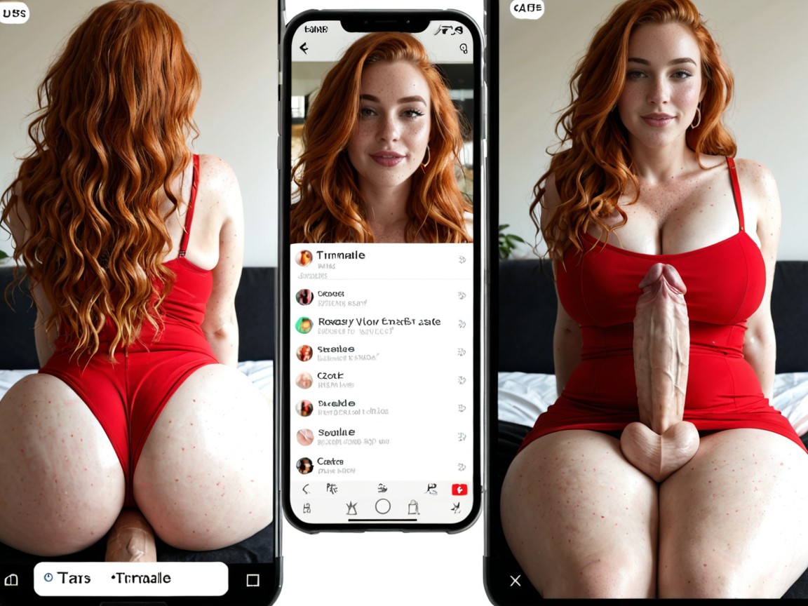 Ass Up Low Light, Red Cocktail Dress, Detailed Skin Shemale AI Porn
