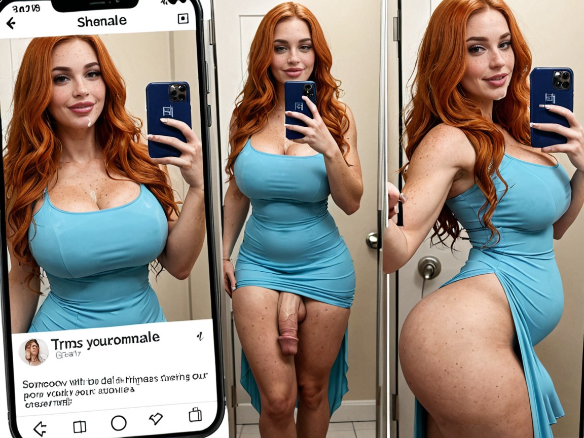 Extremely Large Ass, Perfect Body, Bathroom Toilet Shemale AI Porn