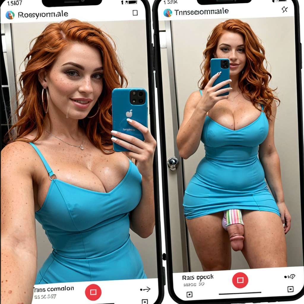 Selfie, Full Body, Smeared Lipstick Shemale AI Porn