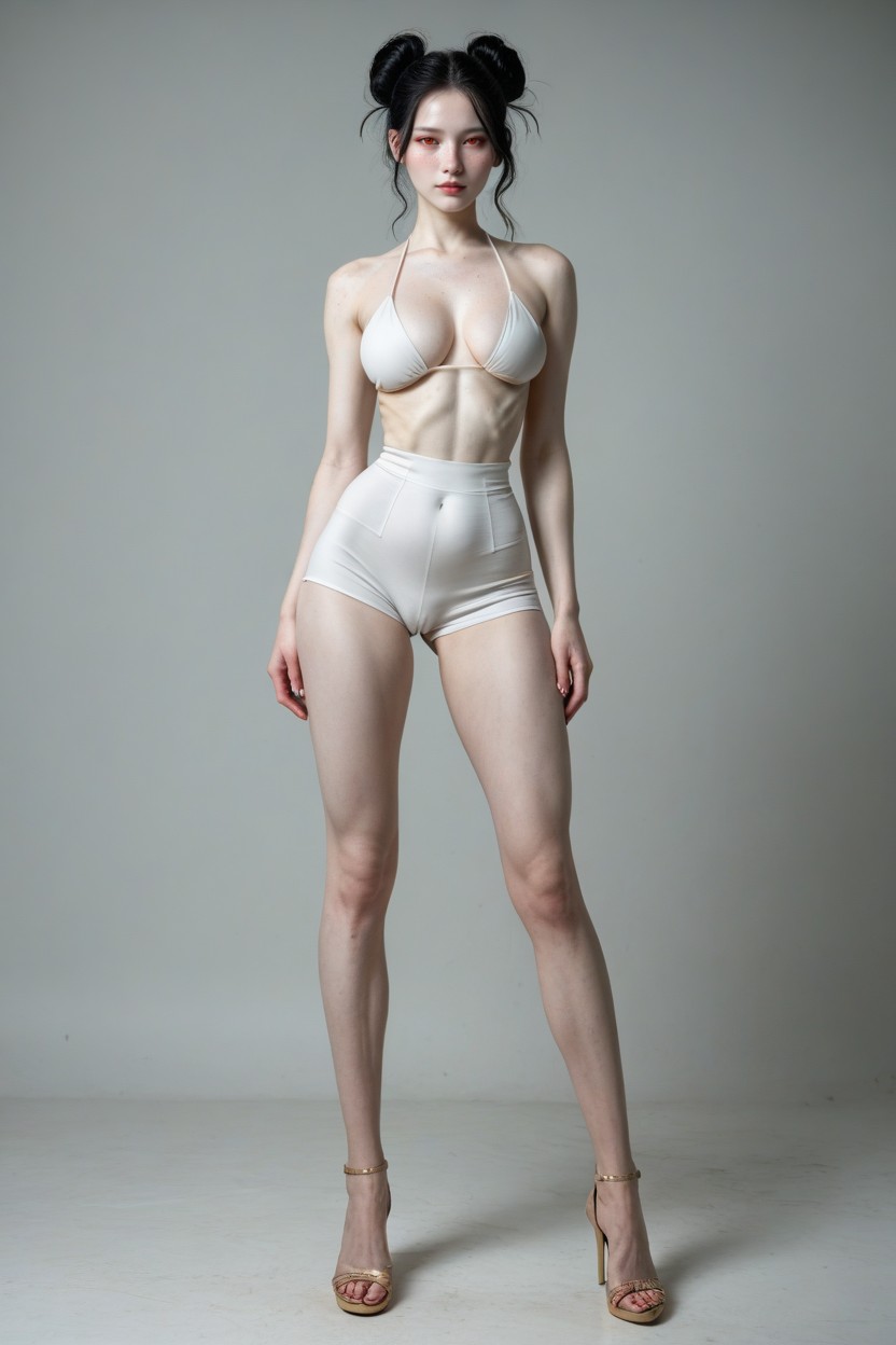 Long Legs, Tight Attenuated Waist, Six Pack Visible Shemale AI Porn