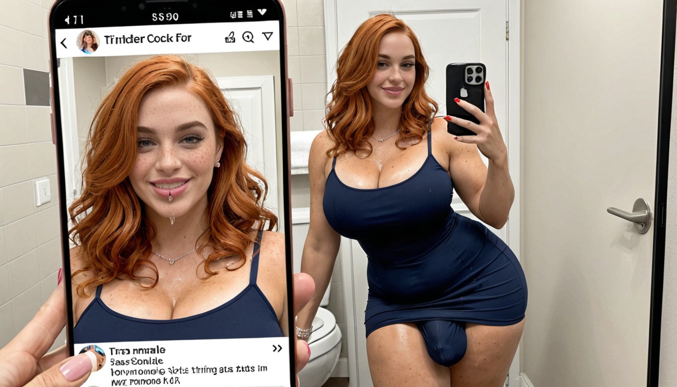 Bathroom Toilet, Snapchat Filter, Freckles Shemale AI Porn