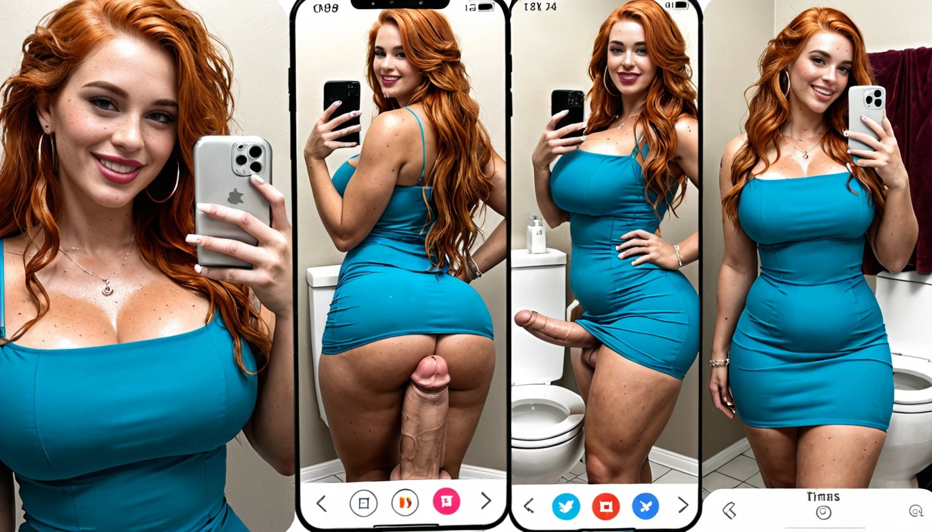 Snapchat Filter, Bathroom Toilet, Wet Skin Shemale AI Porn