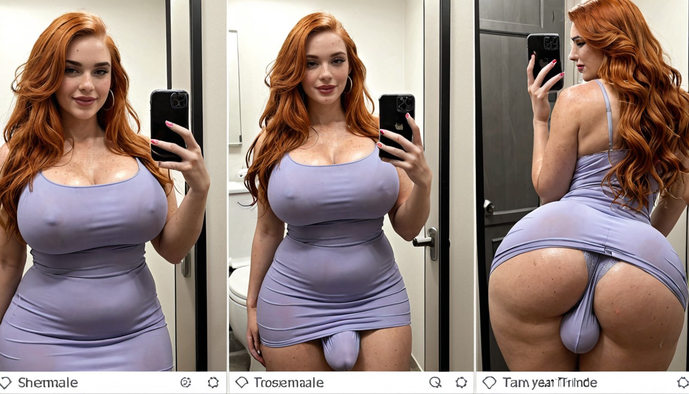 Split Screen, Juxtaposition Of Left And Right Panel, Completely Soaking Wet Face And Hair Shemale AI Porn