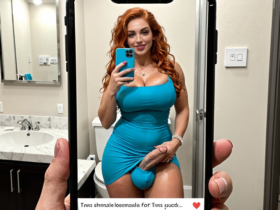 Impossibly Long Hyper Penis, Perfect Body, Wet Face Shemale AI Porn