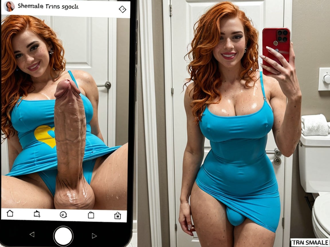 Detailed Skin, Completely Soaking Wet Hair, Freckles Shemale AI Porn