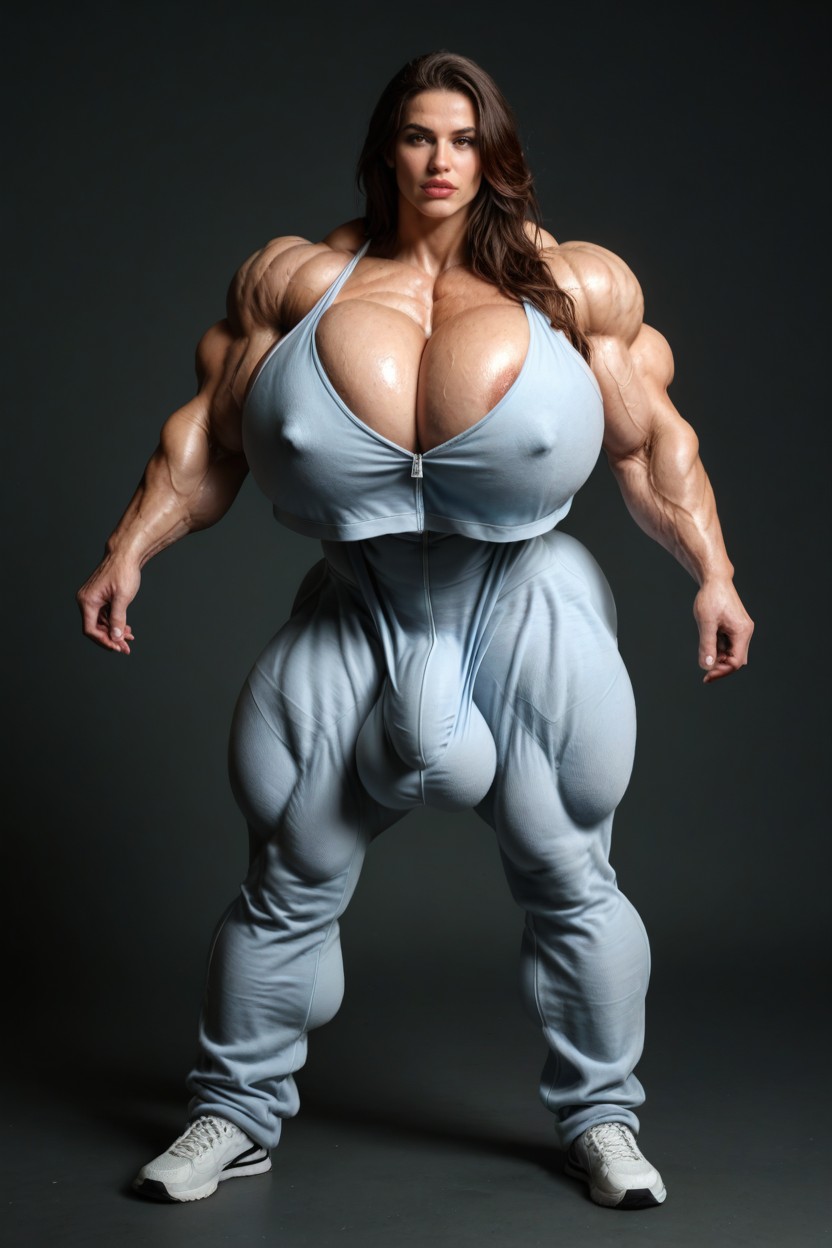 Award Winning Photo, Focus, Hyper Muscular Female Shemale AI Porn